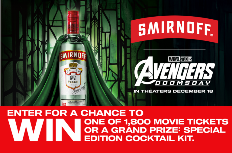 1,810 Winners Get Avengers: Doomsday Tickets or SMIRNOFF Kits in This Sweepstakes