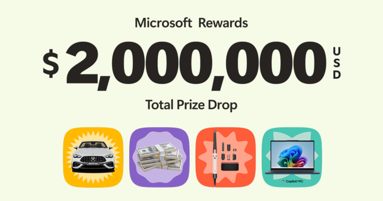 Microsoft Rewards $2 Million Prize Drop Starts October 29