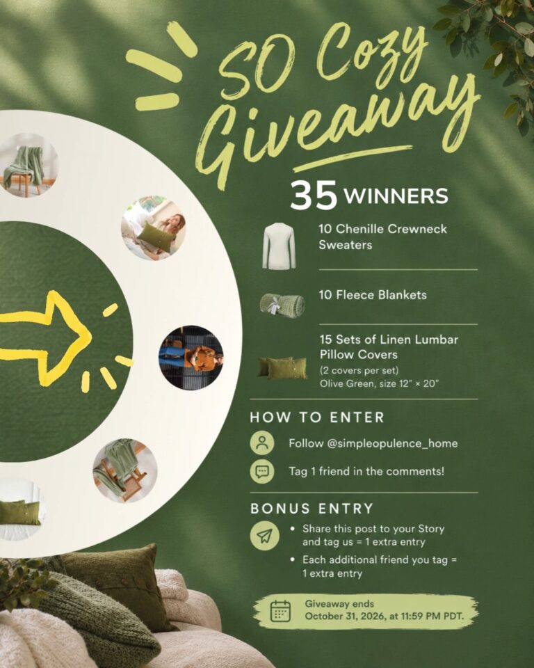 Simple & Opulence Giveaway: 35 Cozy Prize Winners