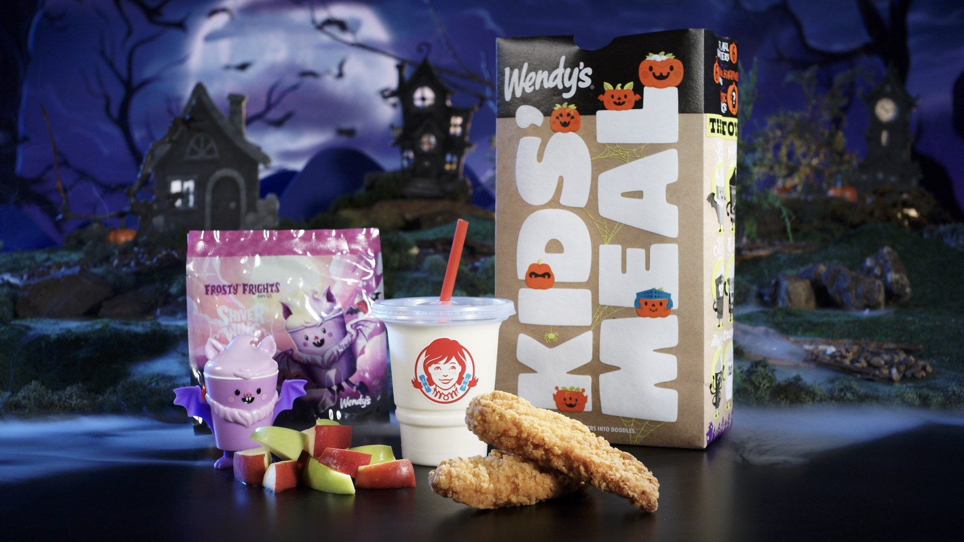 Official Wendy’s 2026 Frosty Frights Halloween Kids’ Meal toys and packaging